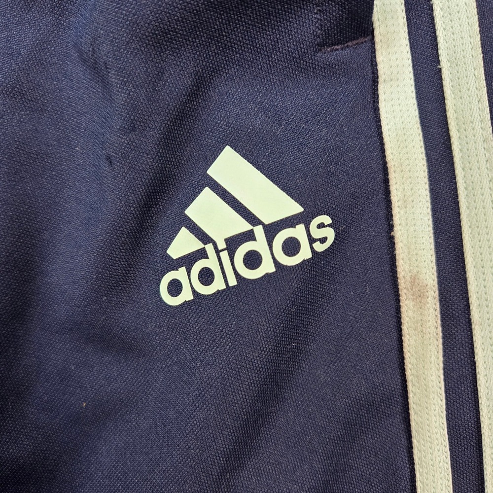Adidas Track Pants Men Large Navy Blue Light Green Three Stripe Athletic Tapered - Picture 4 of 9
